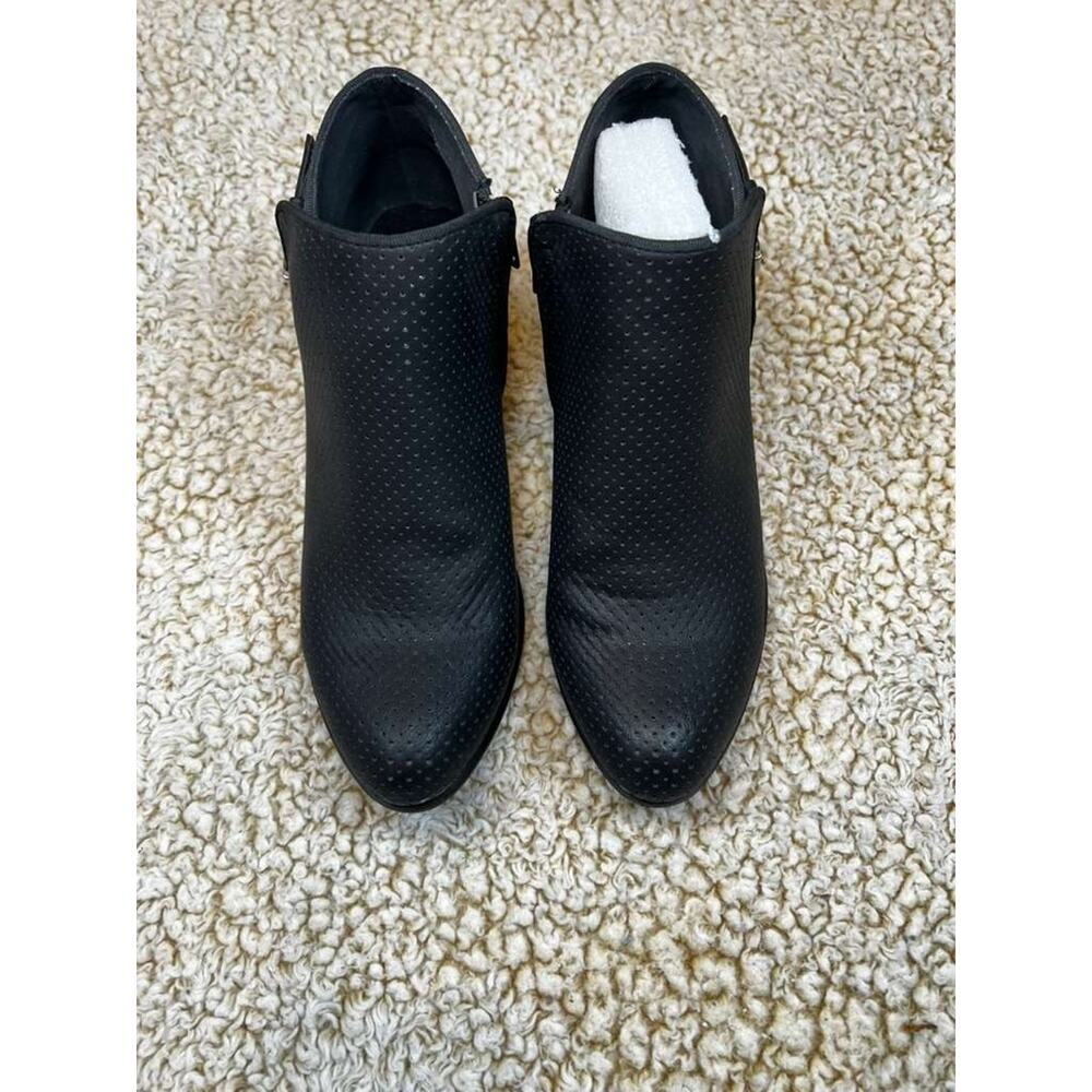 Portland Boot Co Talia Black Ankle Booties Womens 6M Perforated Block Heel NEW